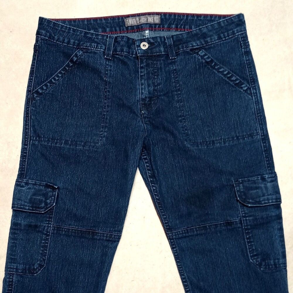 Dickies Women's Cargo Jeans Fits 34x27 Denim Utility Workwear Slim Pants - Picture 2 of 8